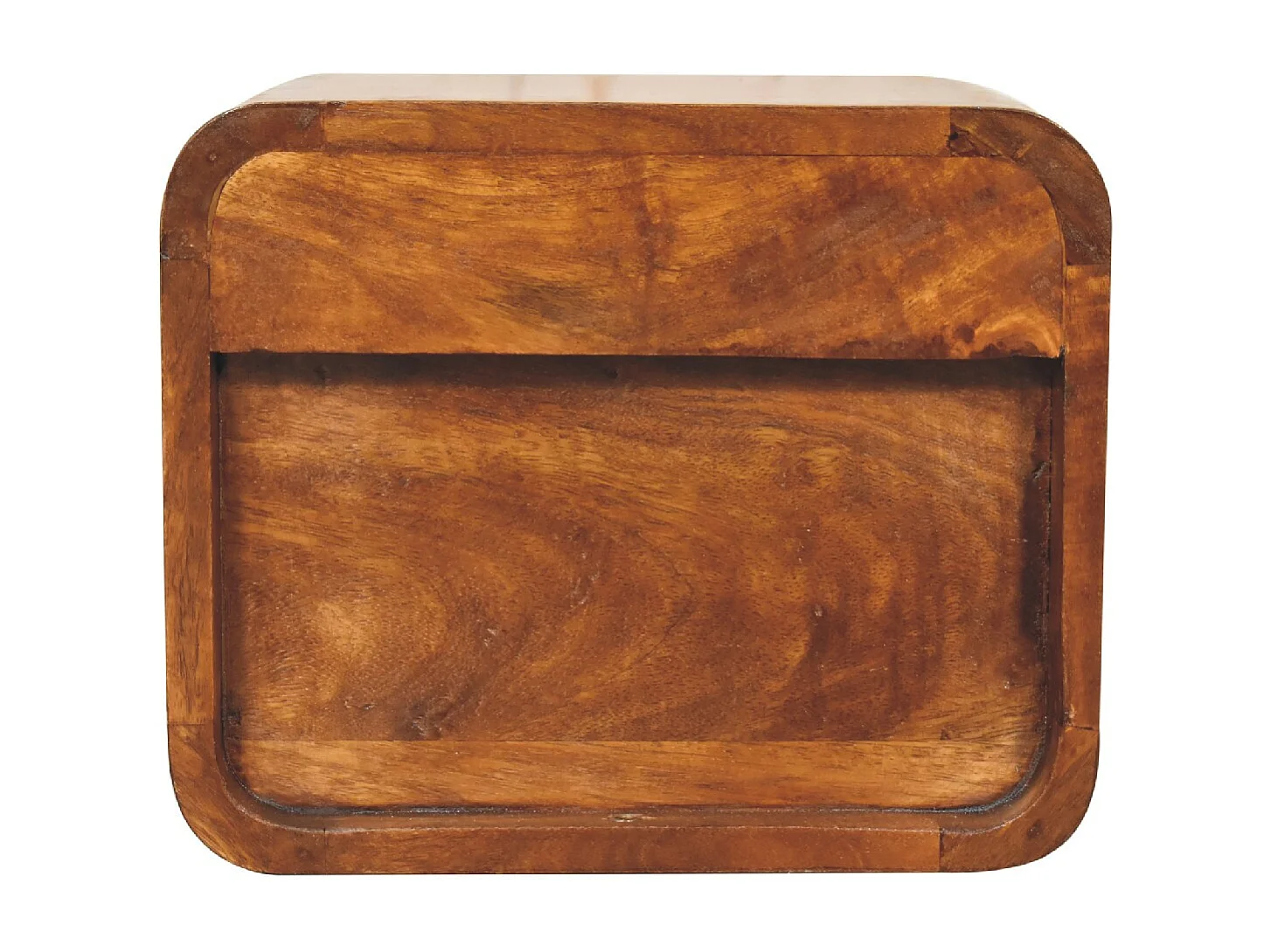 Artisan Furniture Massief Houten Mini Kastanje Zwevende Nachtkast met Gebogen Ontwerp, Slaapkamer Nachtkastje