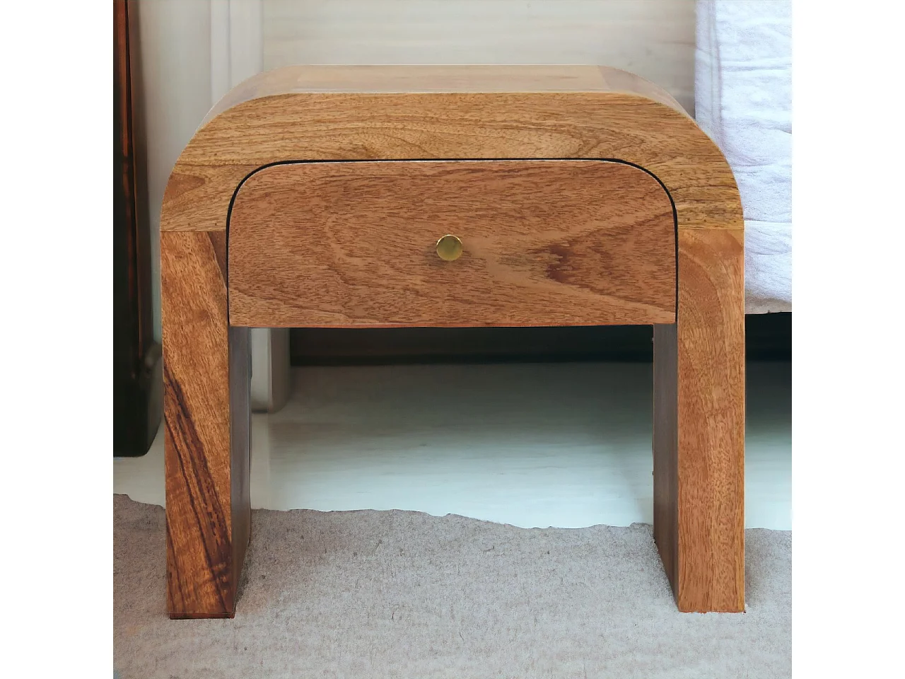 Artisan Furniture Comodino Darcy in Legno Massello di Castagno con 1 Cassetto, Notte per Camera da Letto