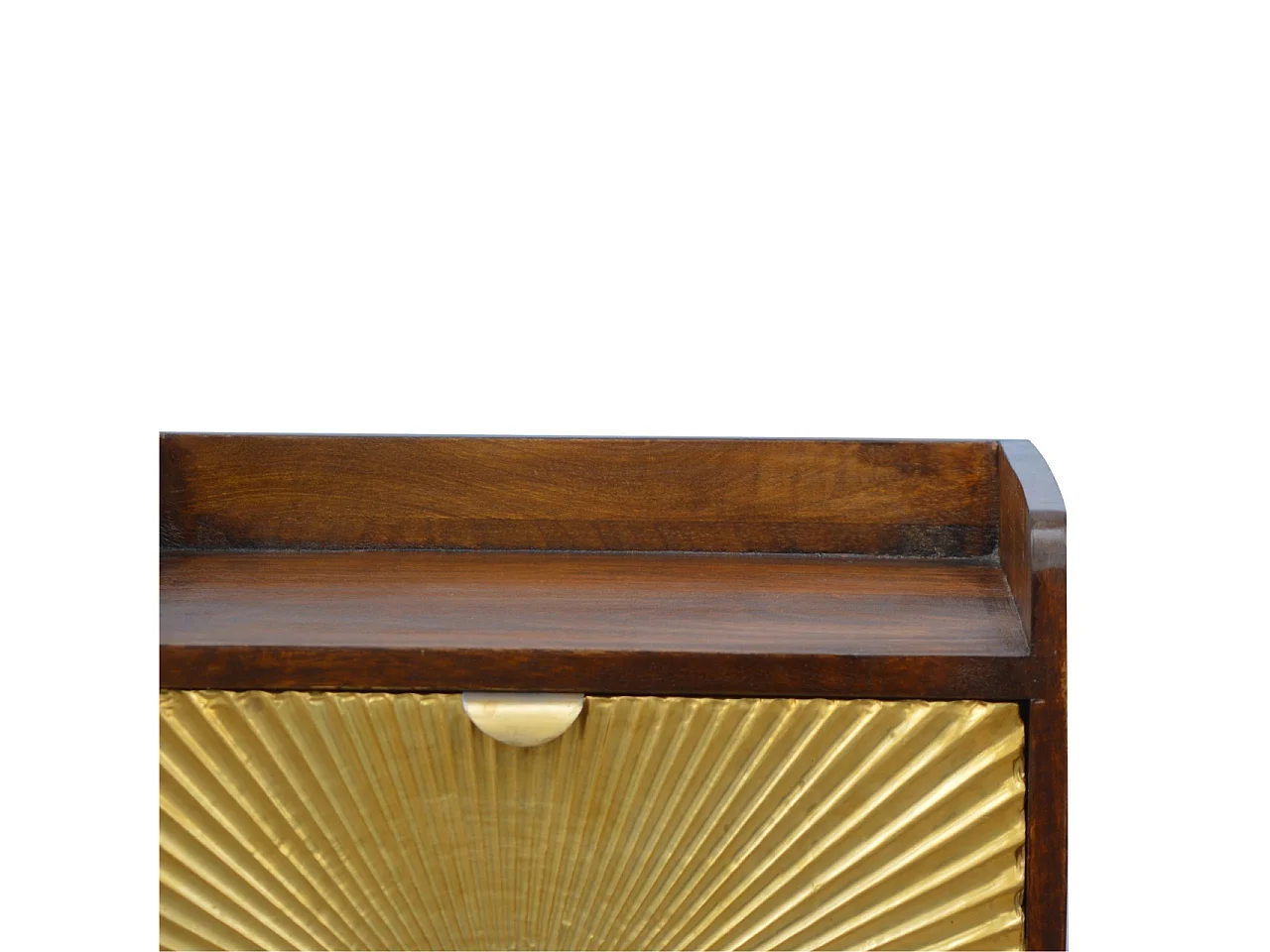 Table de chevet Manila Gold Artisan Furniture, 1 tiroir, 1 étagère ouverte, doré et brun