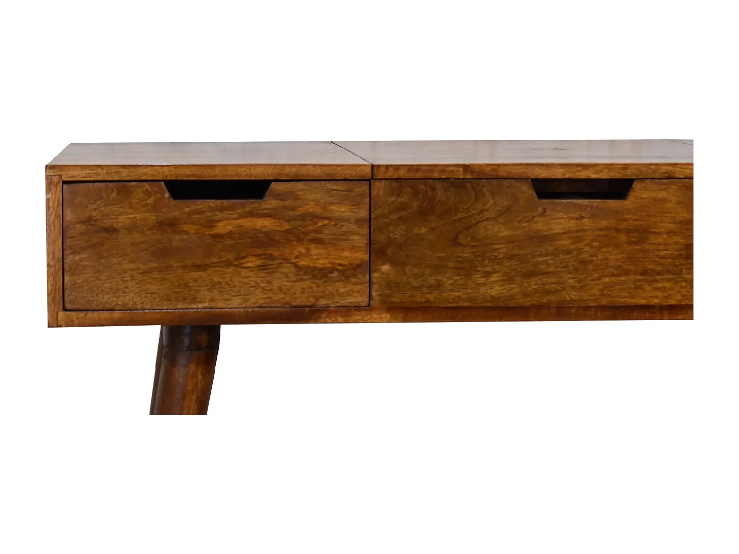 Artisan Furniture Solid Wood Chestnut Foldable Mirror Table, 2 Drawers, Brown