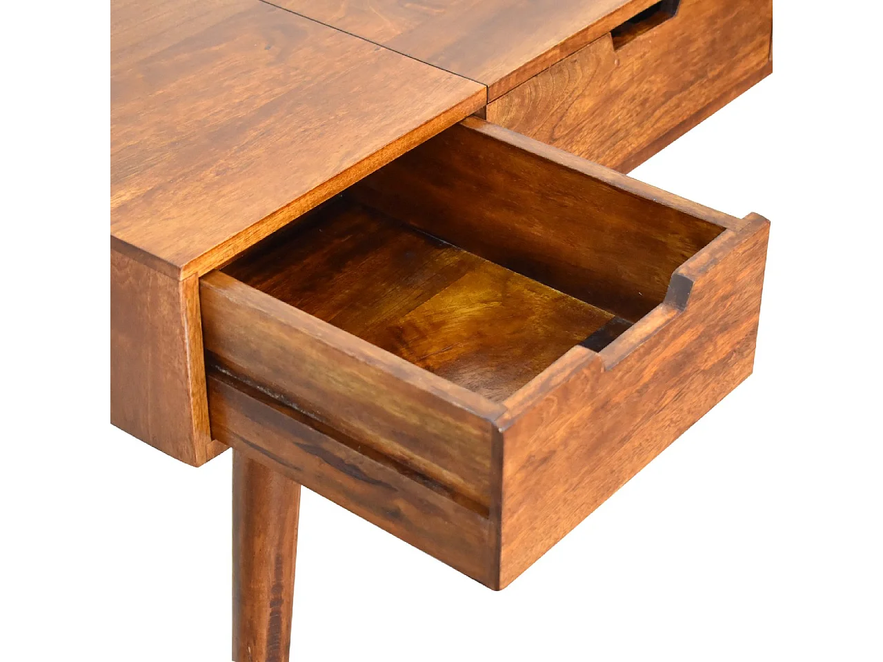 Artisan Furniture Solid Wood Chestnut Foldable Mirror Table, 2 Drawers, Brown