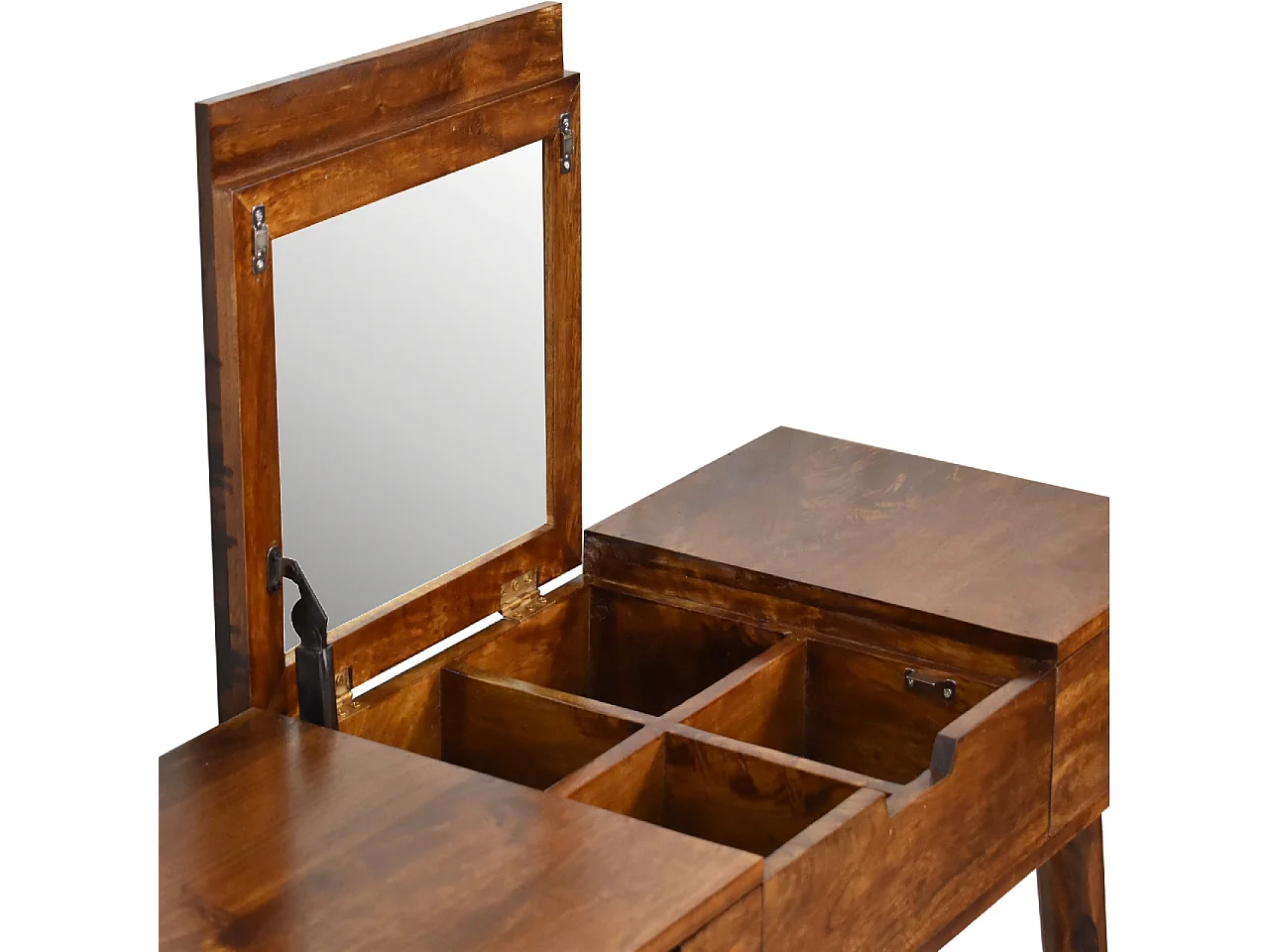 Artisan Furniture Solid Wood Chestnut Foldable Mirror Table, 2 Drawers, Brown