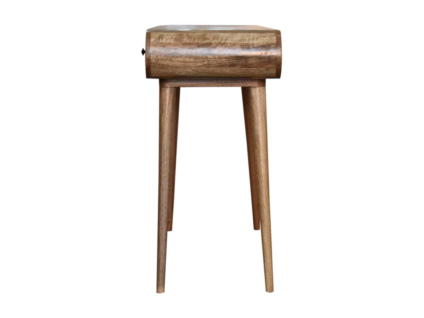 Artisan Furniture Solid Wood Oak-ish Round Dressing Table, 2 Drawers, 4 Storage Compartments with mirror, Beige