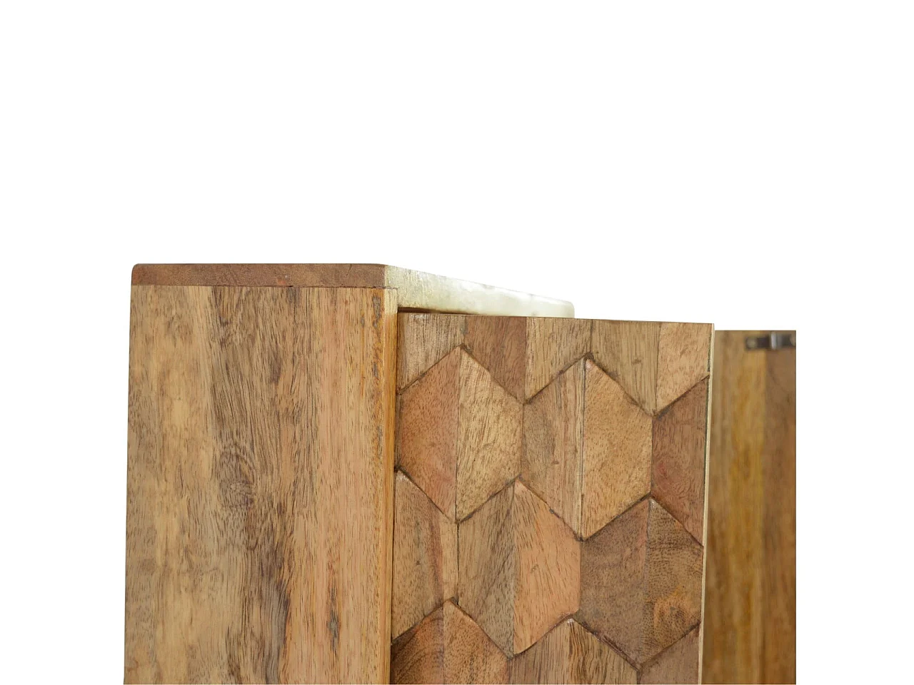 Artisan Furniture Dębowa szafka z lustrem i rzeźbą w kształcie ananasa, akcent do sypialni lub salonu