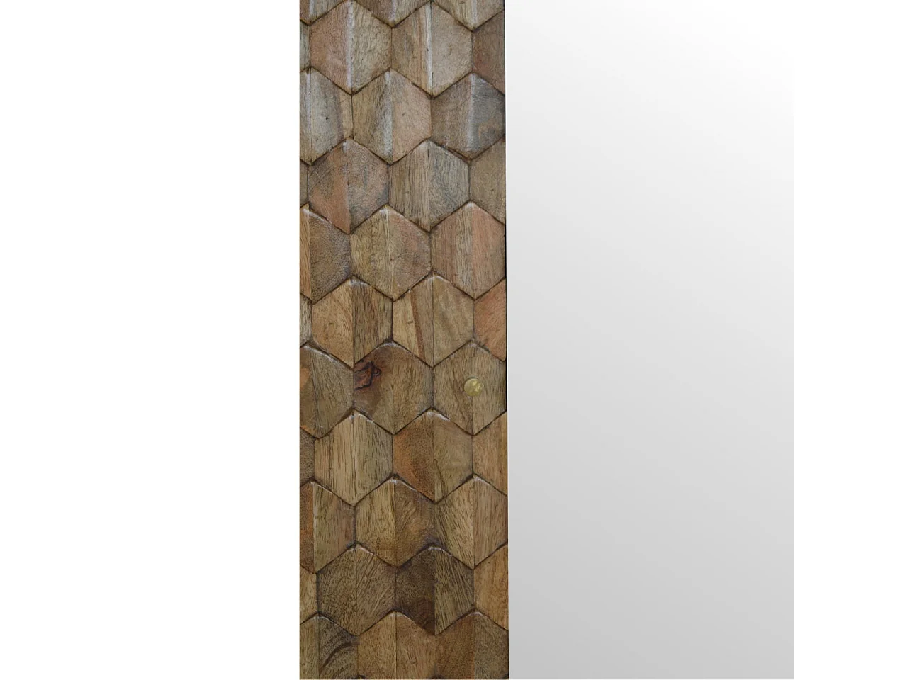 Artisan Furniture Dębowa szafka z lustrem i rzeźbą w kształcie ananasa, akcent do sypialni lub salonu