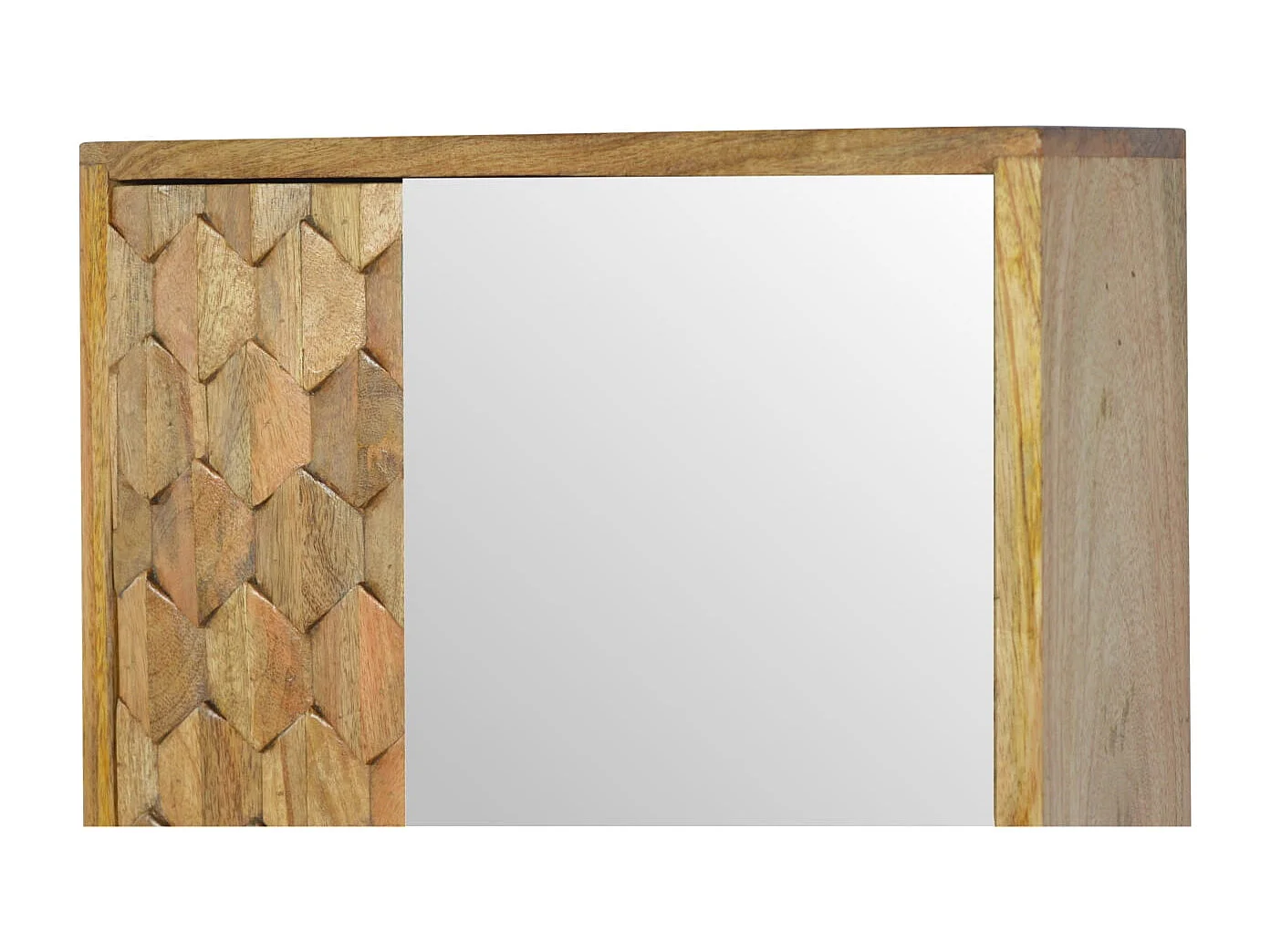 Artisan Furniture Solid Wood Cabinet à miroir sculpté ananas.