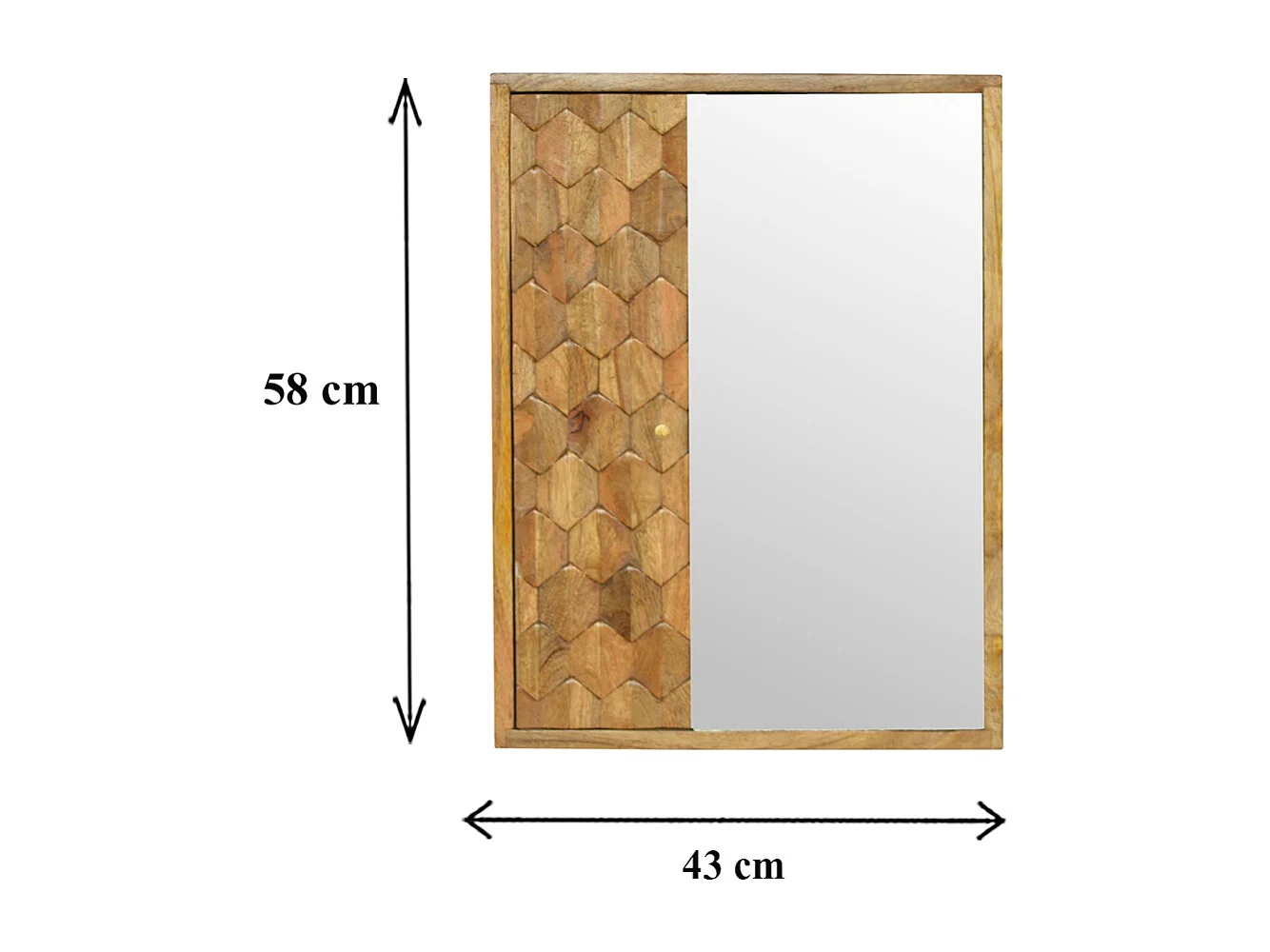 Artisan Furniture Solid Wood Cabinet à miroir sculpté ananas.