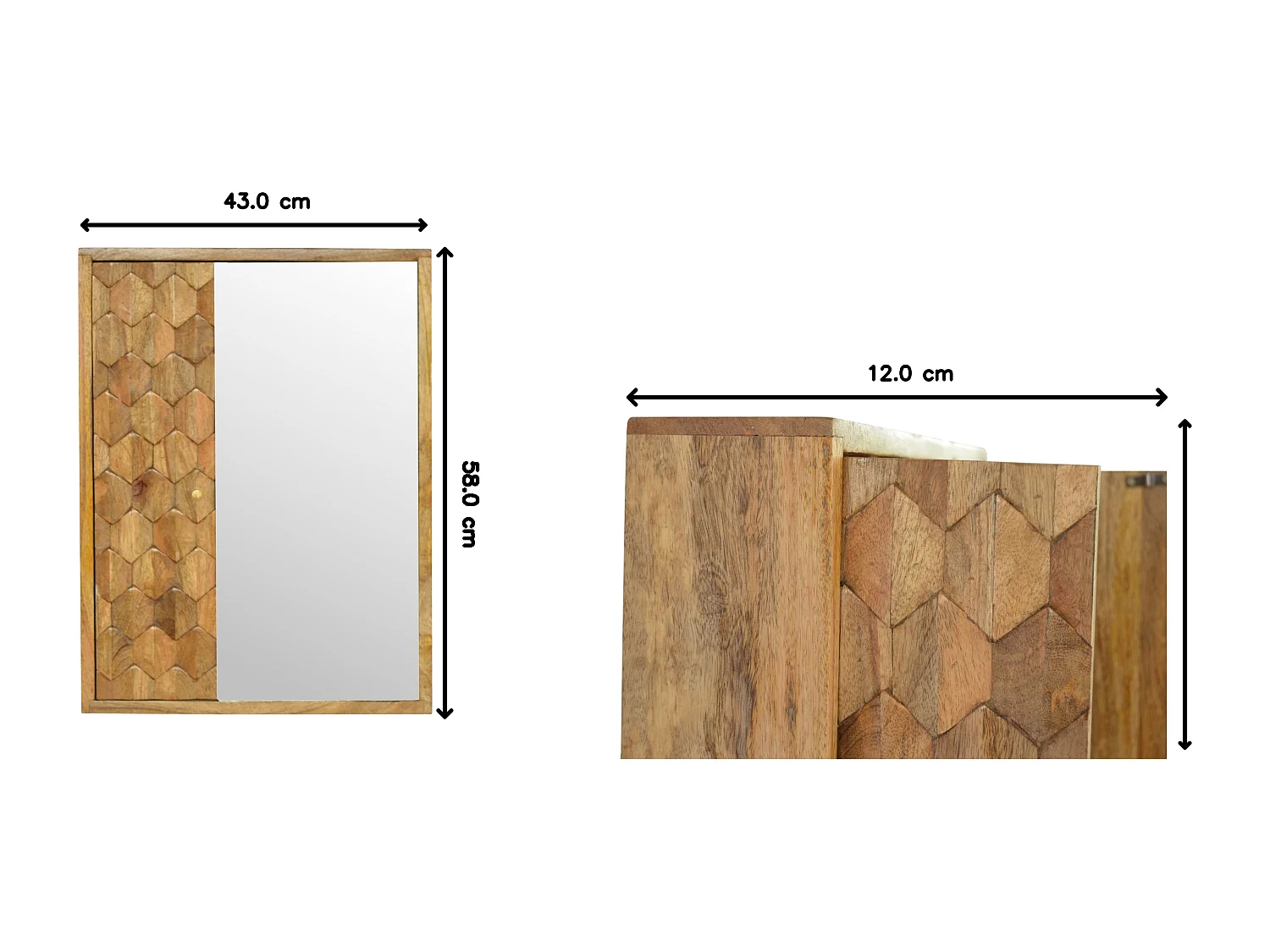 Artisan Furniture Massief Houten Eiken-achtige Spiegelkast met Ananas Houtsnijwerk, Slaapkamer of Woonkamer Accent