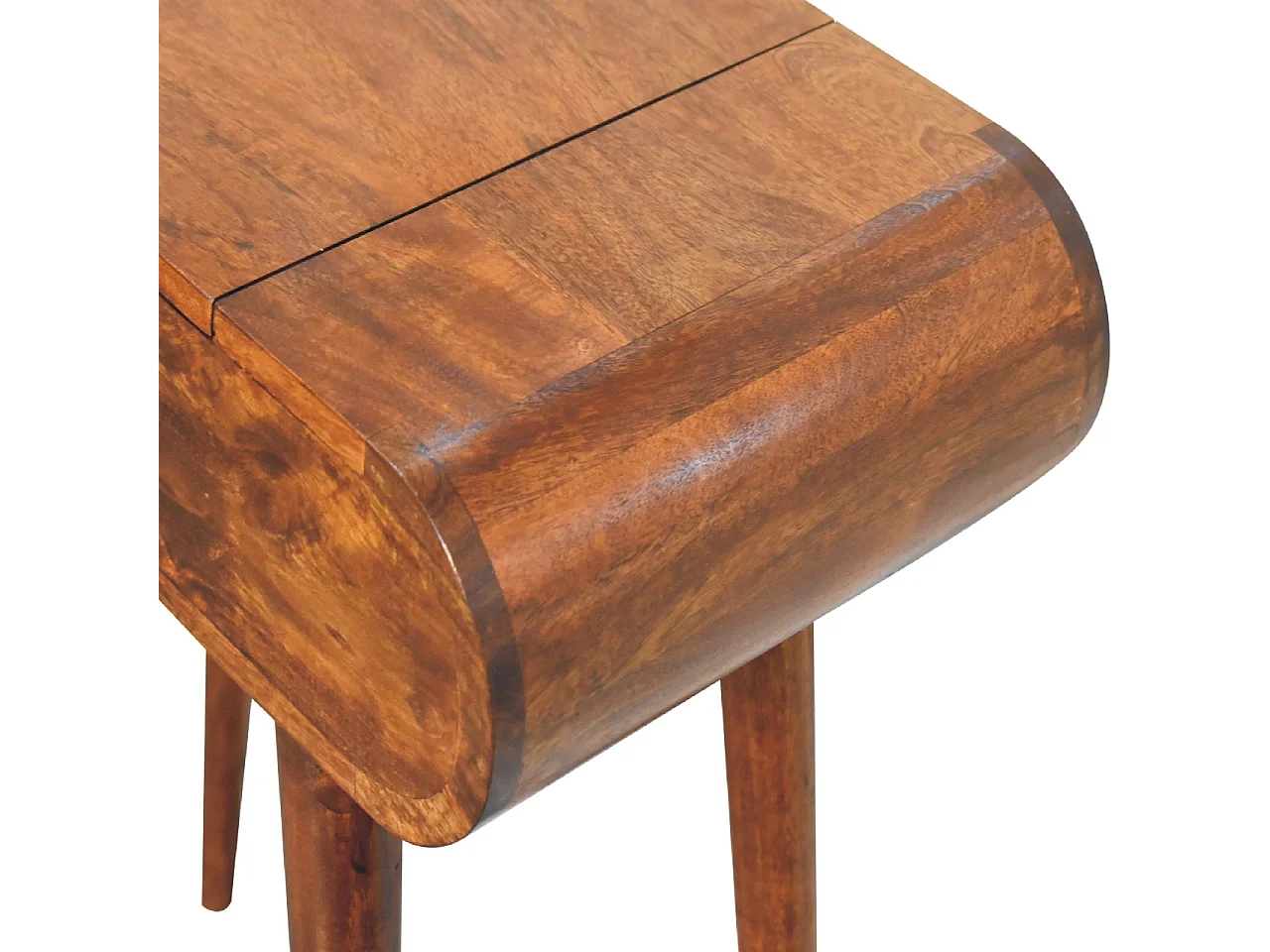 Artisan Furniture Massief Houten Mini Kastanje Vouwbare Make-up tafel met Oplaadbare Ronde Spiegel, Slaapkamer