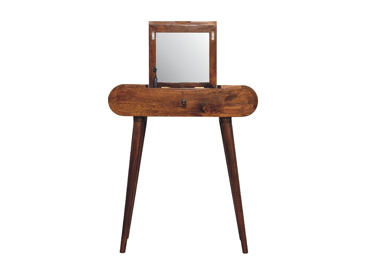 Mini Coiffeuse Pliable Ronde en Châtaignier