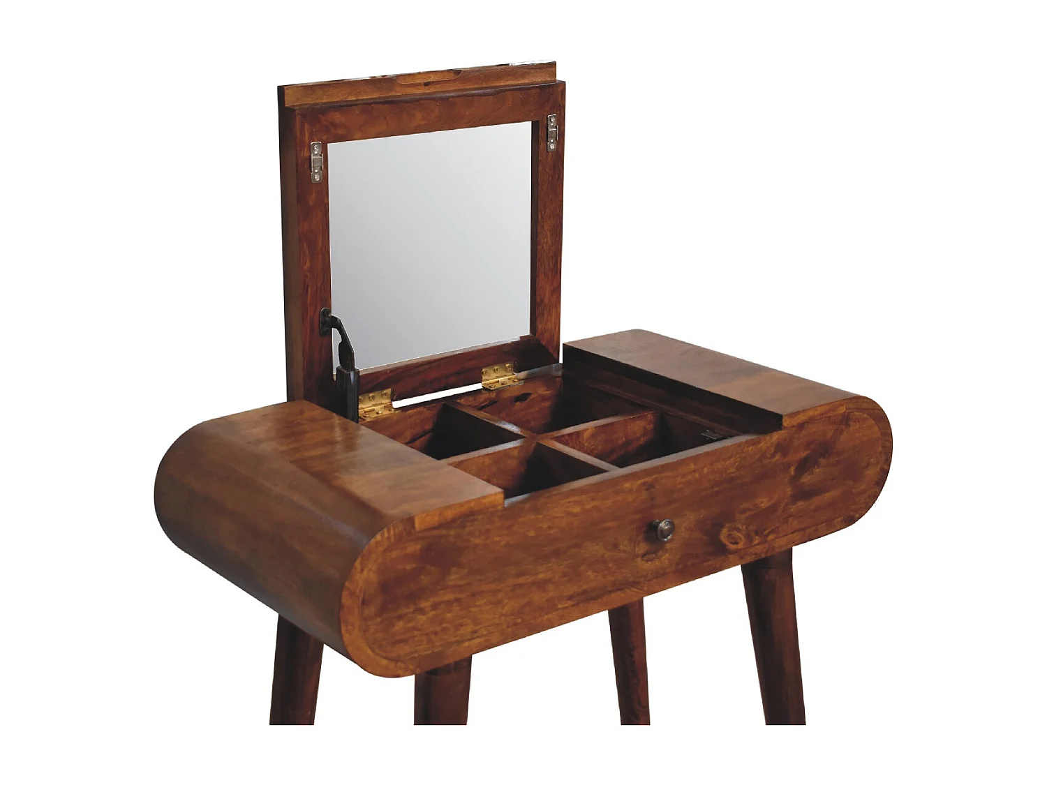 Mini Coiffeuse Pliable Ronde en Châtaignier