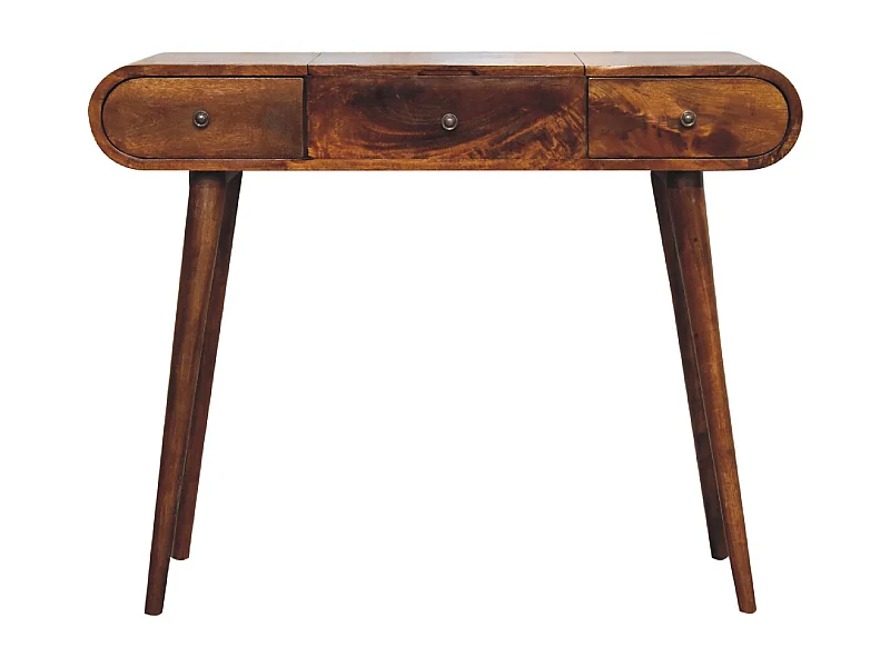 Table de Maquillage avec Miroir en Châtaignier