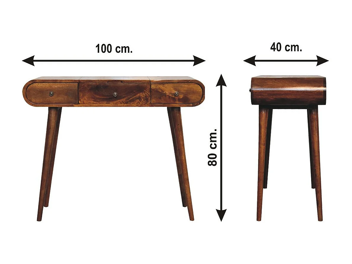 Table de Maquillage avec Miroir en Châtaignier