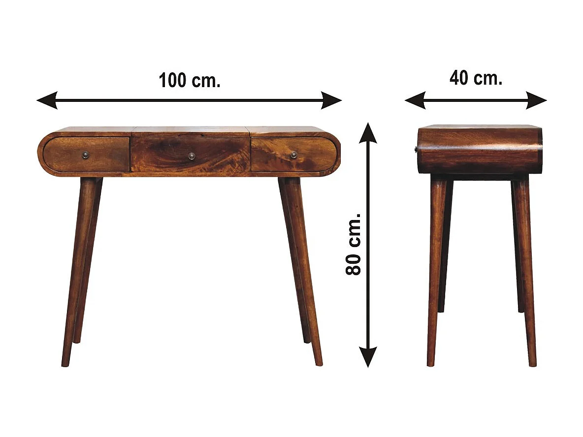 Table de Maquillage avec Miroir en Châtaignier
