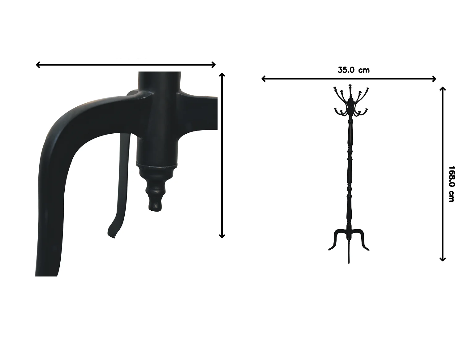Artisan Furniture Black Coat Stand, 6 Hooks, Black