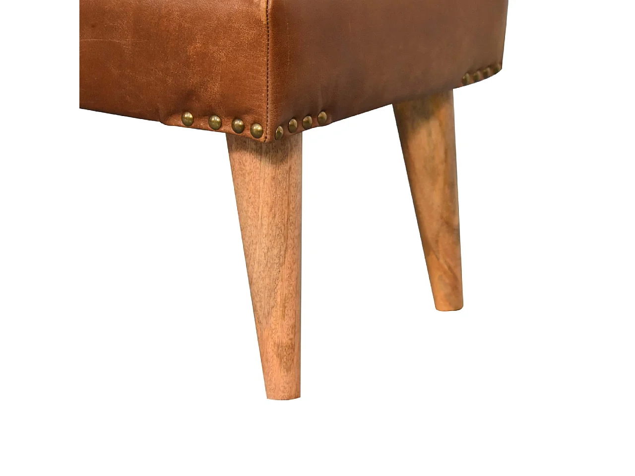 Artisan Furniture Tapicerowana ławka z kremowej skóry bawolej, przedpokój lub salon