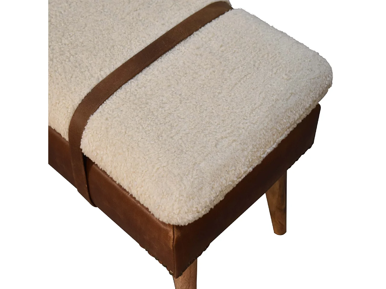 Artisan Furniture Tapizado Boucle Cuero de Búfalo Banquillo, Pasillo o Sala de Estar