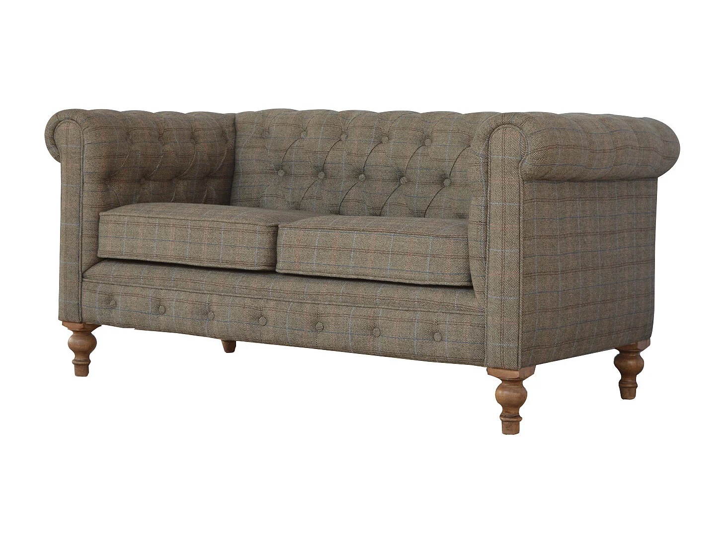Chesterfield 2 places en tissu multi-tweed