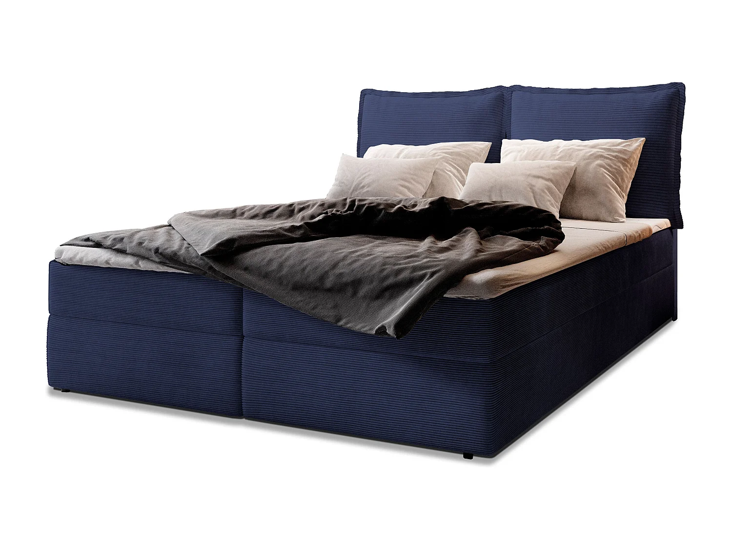 Boxspringbed LENTE 180x200 cm Set met hoofdbord, bedbodem en matras, Blauw