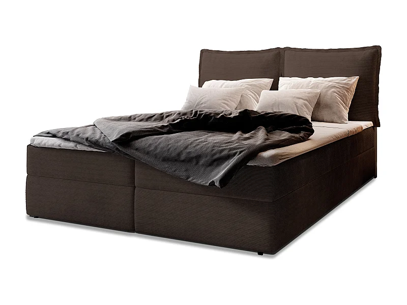 Boxspringbed LENTE 180x200 cm Set met hoofdbord, bedbodem en matras, Bruin