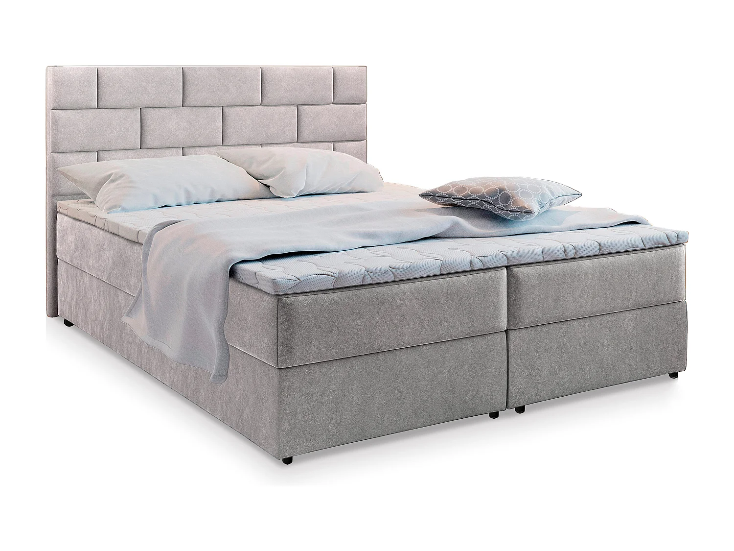 Boxspringbed KERLO 140x200 cm Set met hoofdbord, bedbodem en matras, Beige