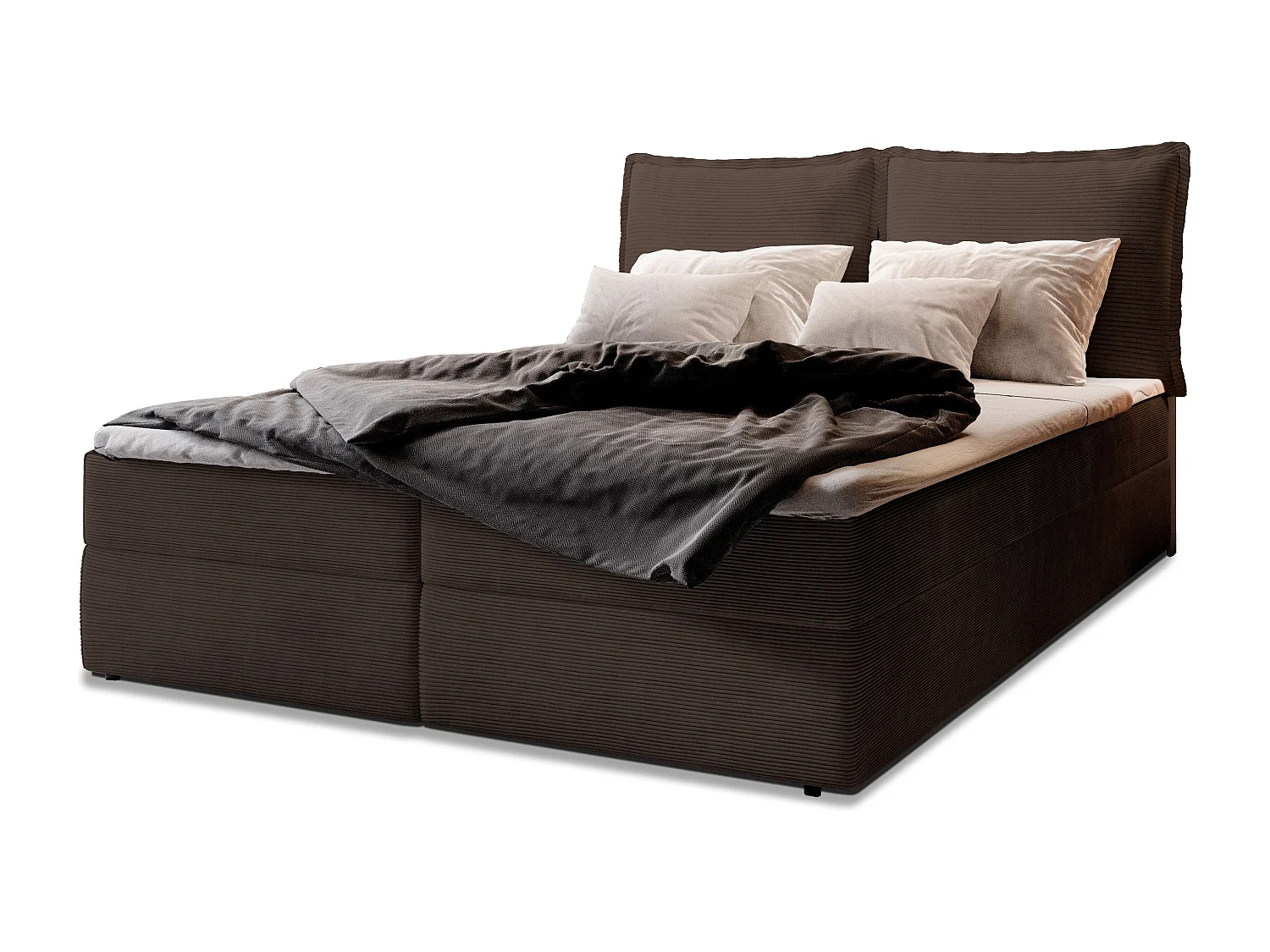 Boxspringbed LENTE 140x200 cm Set met hoofdbord, bedbodem en matras, Bruin