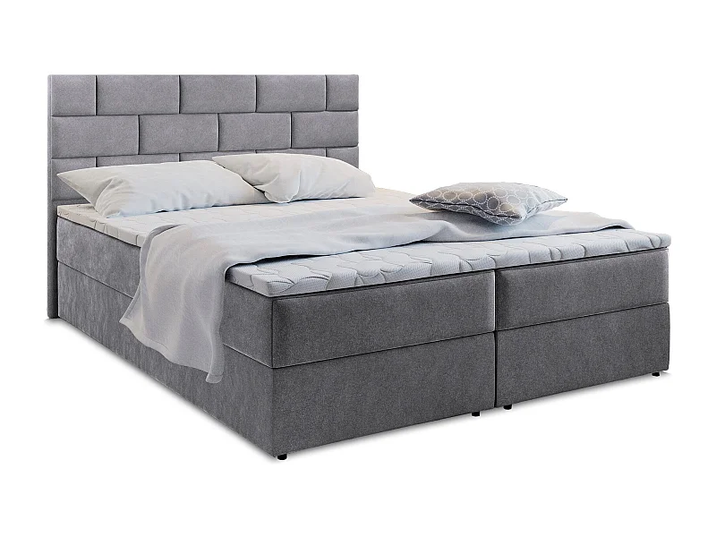 Boxspringbed KERLO 140x200 cm Set met hoofdbord, bedbodem en matras, Grijs