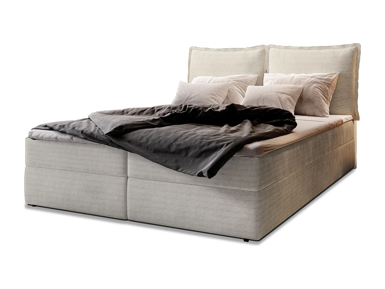 Boxspringbed LENTE 180x200 cm Set met hoofdbord, bedbodem en matras, Beige