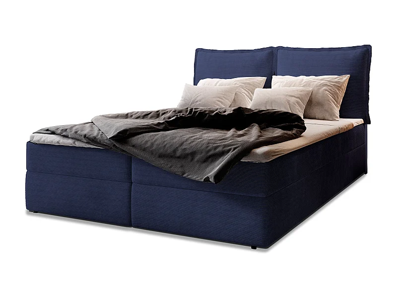 Boxspringbed LENTE 160x200 cm Set met hoofdbord, bedbodem en matras, Blauw