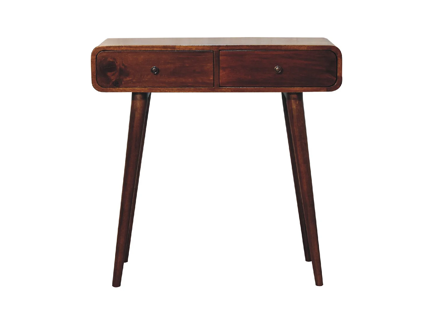 Artisan Furniture Massief Houten Kastanje Gebogen Hal Tafel met 2 Laden, Elegante Entree Ontwerp