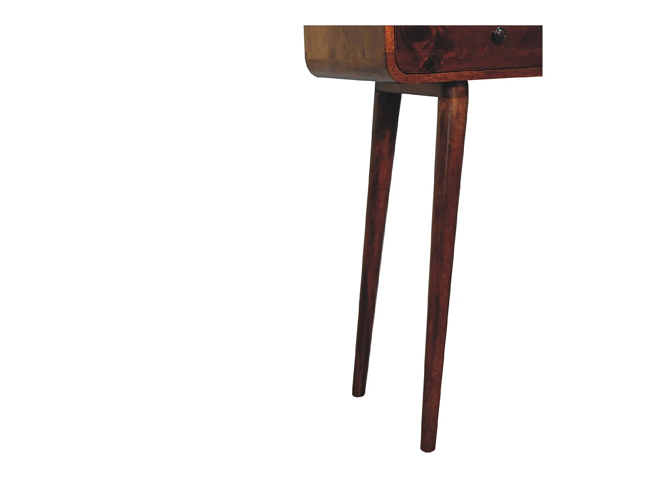 Artisan Furniture Orzechowa zaokrąglona konsola do przedpokoju z 2 szufladami, elegancki wystrój wejścia