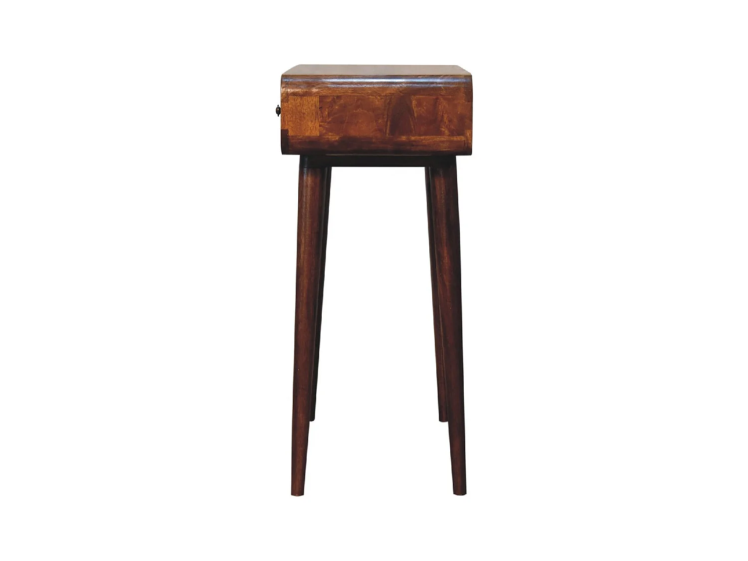 Artisan Furniture Orzechowa zaokrąglona konsola do przedpokoju z 2 szufladami, elegancki wystrój wejścia