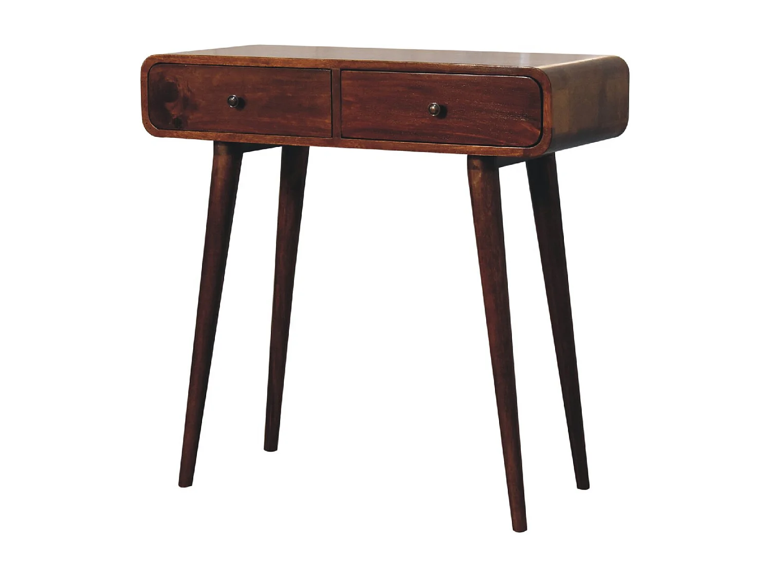 Geschwungener Flurtisch aus Kastanienholz von Artisan Furniture, 2 Schubladen, braun