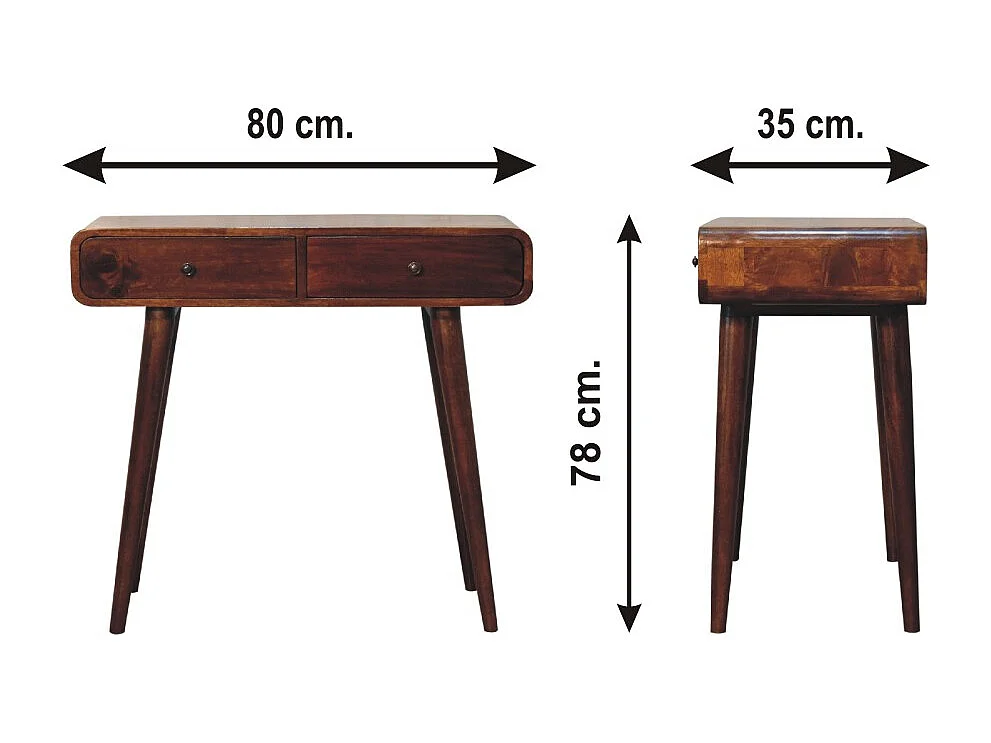 Geschwungener Flurtisch aus Kastanienholz von Artisan Furniture, 2 Schubladen, braun