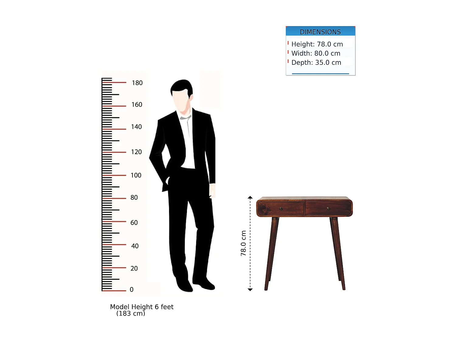 Geschwungener Flurtisch aus Kastanienholz von Artisan Furniture, 2 Schubladen, braun