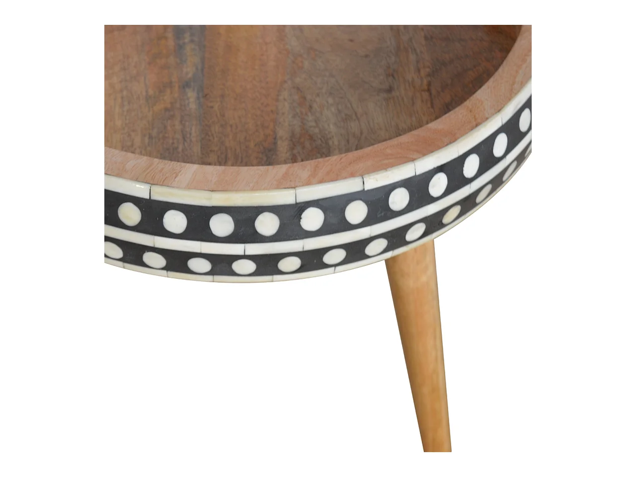 Artisan Furniture Massief Houten Kleine Gestippelde Einde Tafel met Been Inlegwerk, Uniek Decoratief Accent