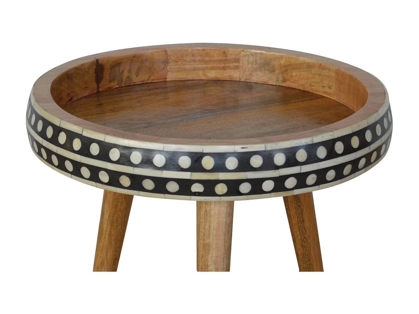 Artisan Furniture Pequena Mesa de Apoio com Marchetaria de Osso, Acento Decorativo Único
