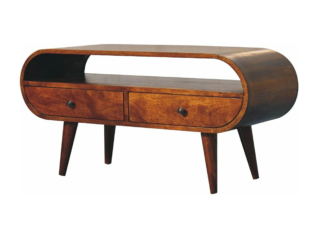 Meuble TV Circulaire en Châtaignier