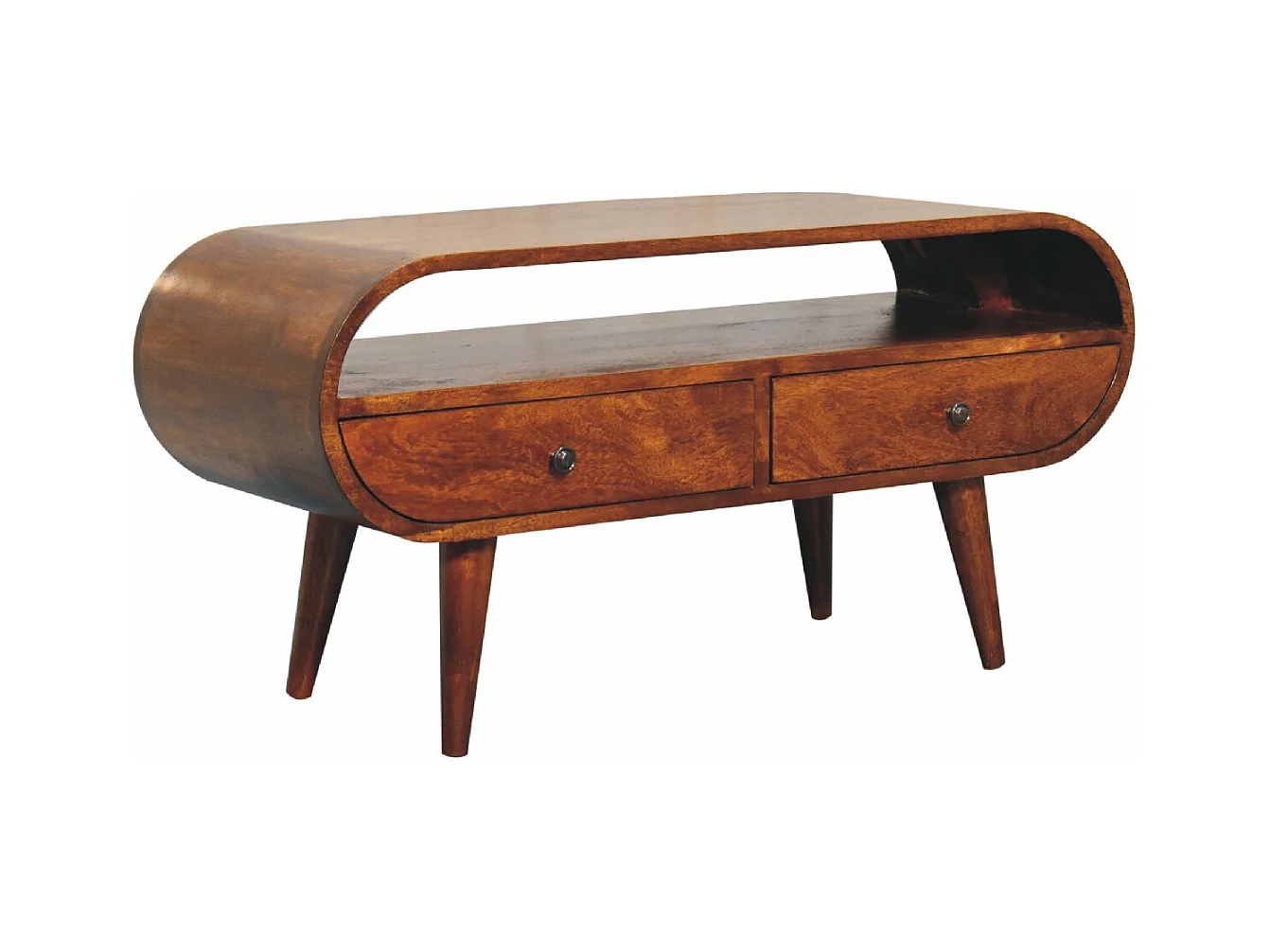 Meuble TV Circulaire en Châtaignier