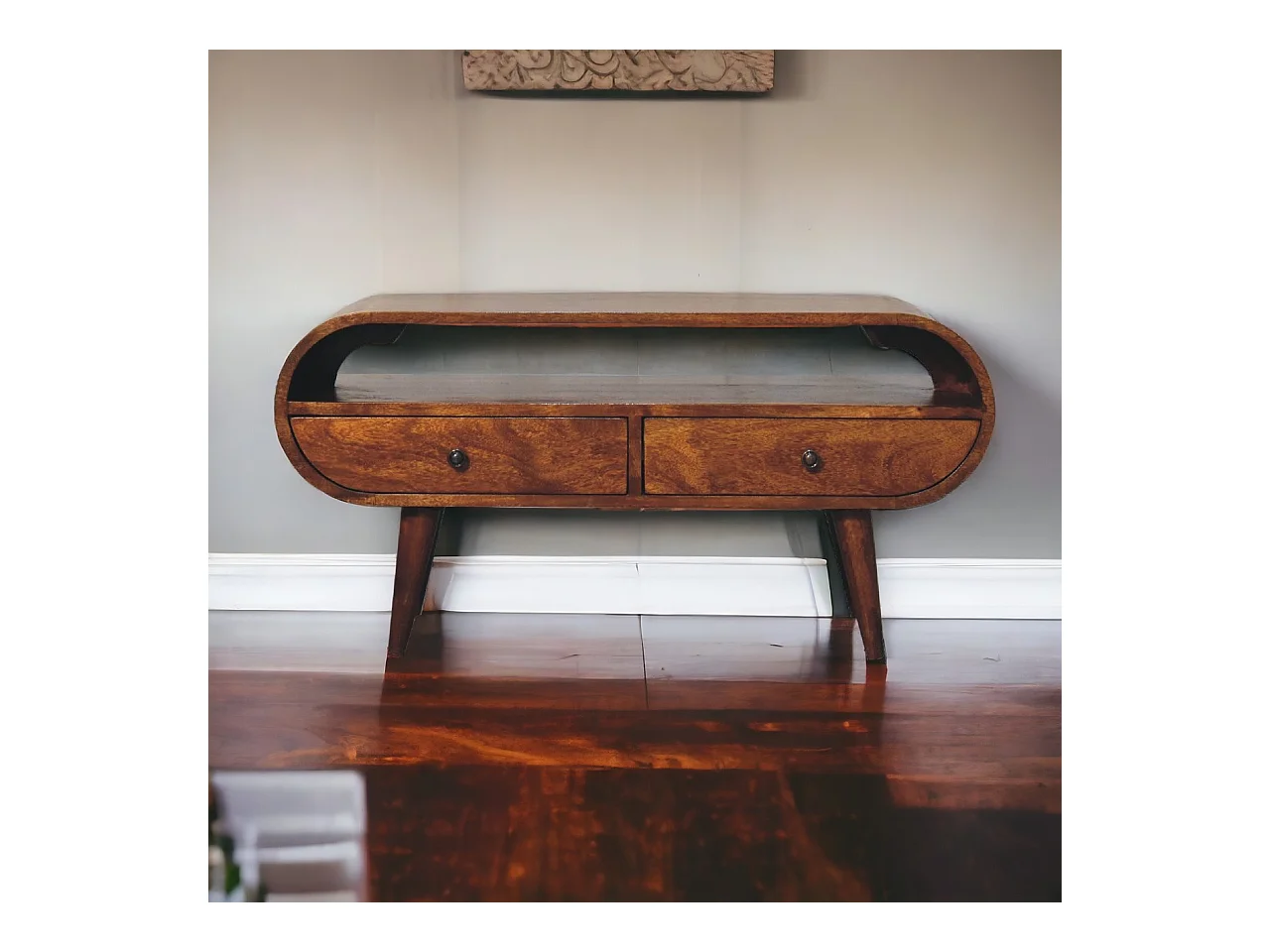 Meuble TV Circulaire en Châtaignier