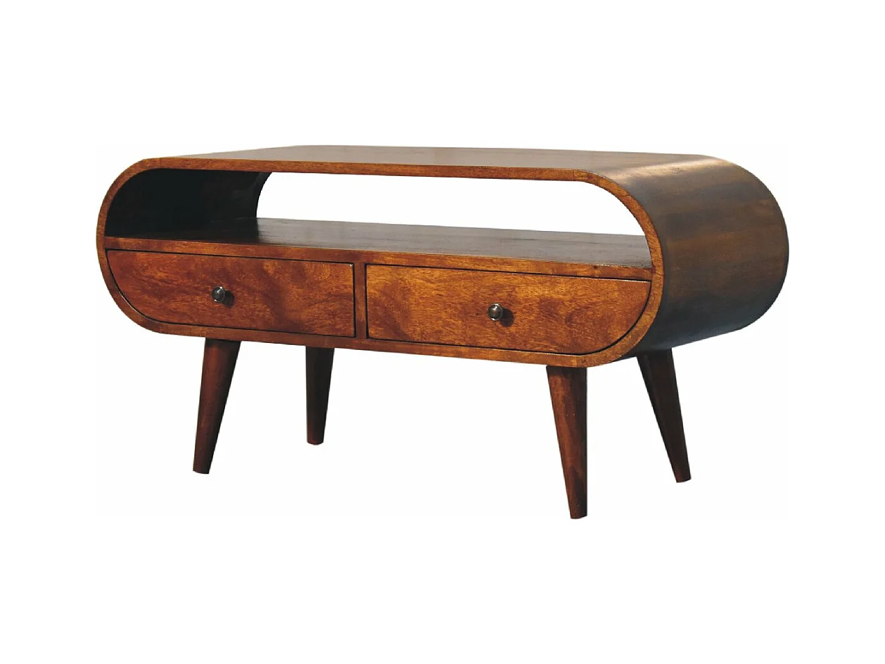 Meuble TV Circulaire en Châtaignier