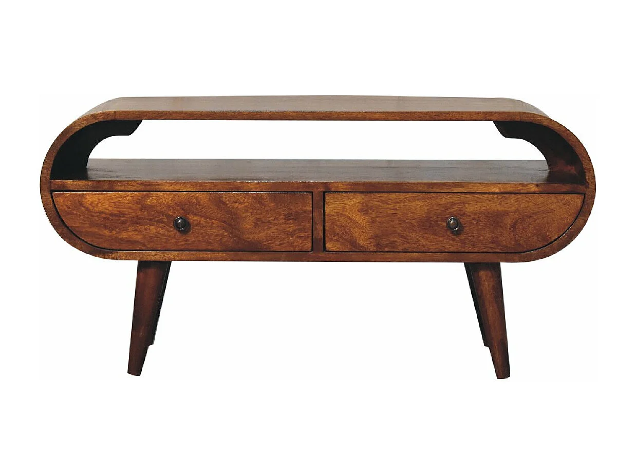 Meuble TV Circulaire en Châtaignier