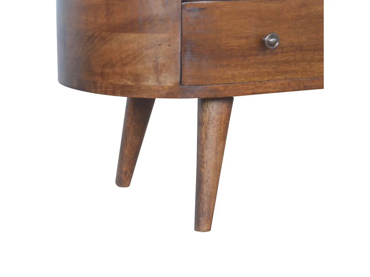 Artisan Furniture Orzechowa zaokrąglona jednostka rozrywkowa z 4 szufladami, salon lub pokój telewizyjny