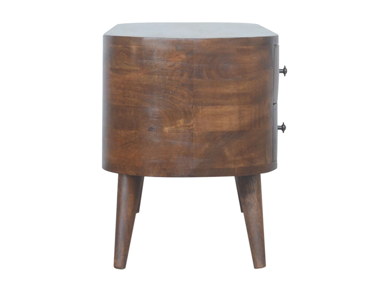 Artisan Furniture Orzechowa zaokrąglona jednostka rozrywkowa z 4 szufladami, salon lub pokój telewizyjny