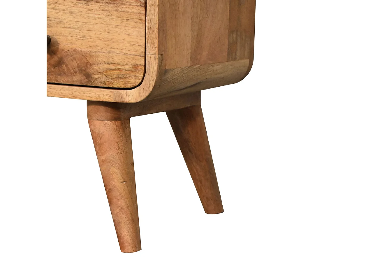 Artisan Furniture Massief Houten Mini Eiken-achtige Gebogen Mediakast met 2 Laden, Woonkamer of TV-gebied