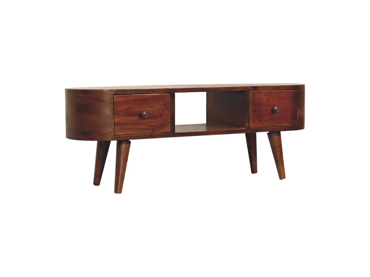 Open Round Media Unit in Chestnut