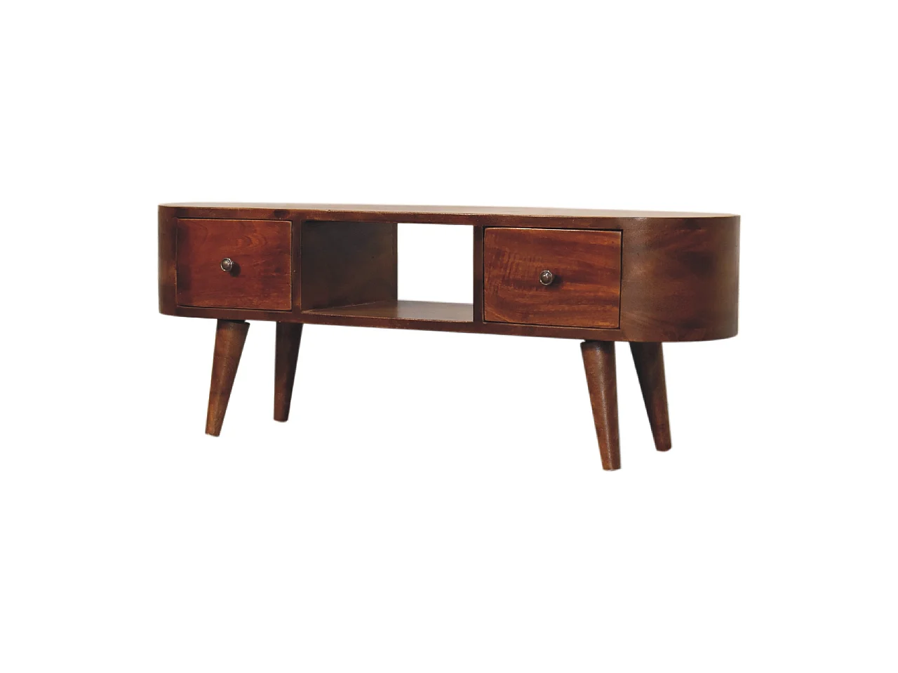 Open Round Media Unit in Chestnut