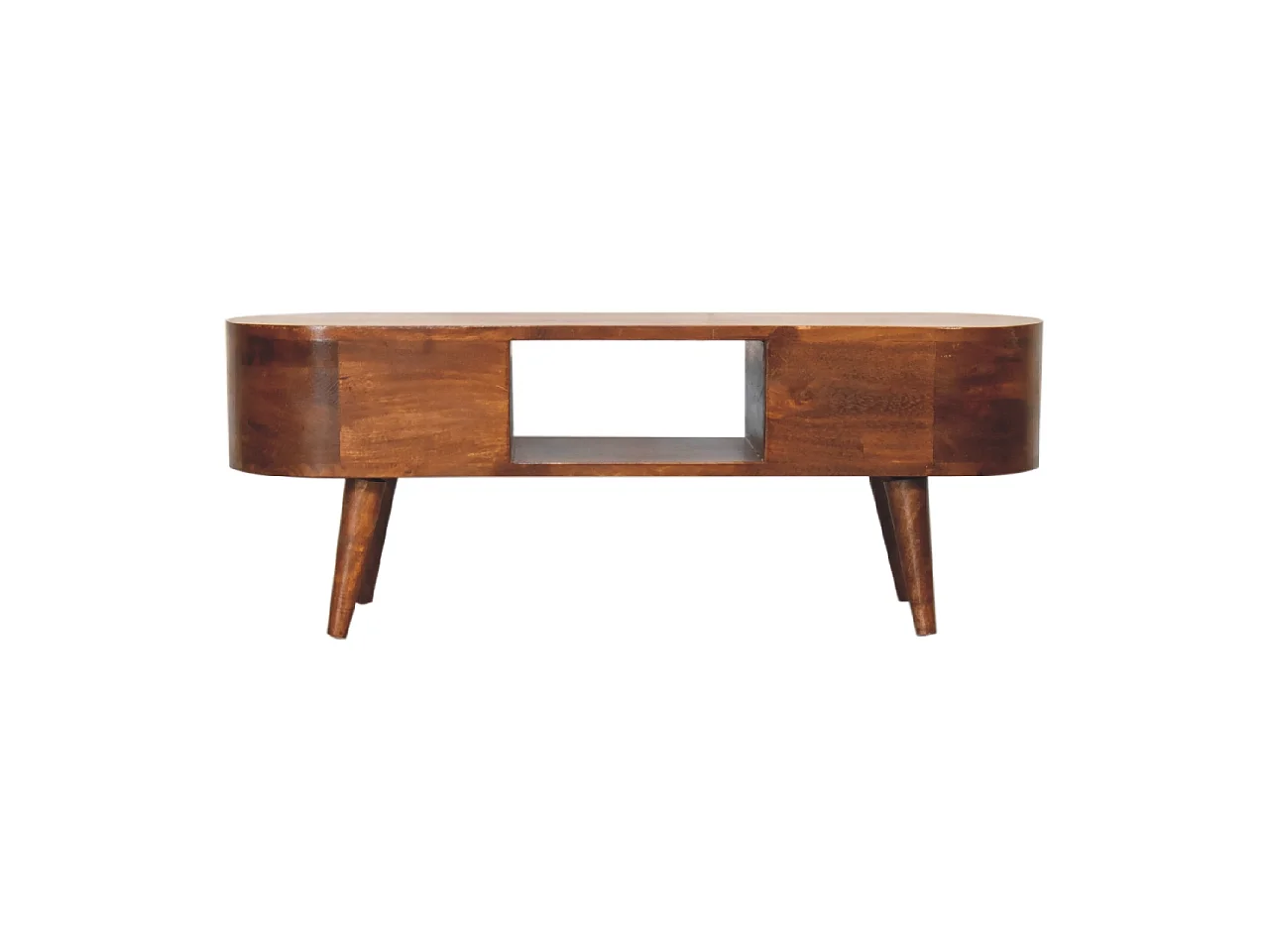 Open Round Media Unit in Chestnut