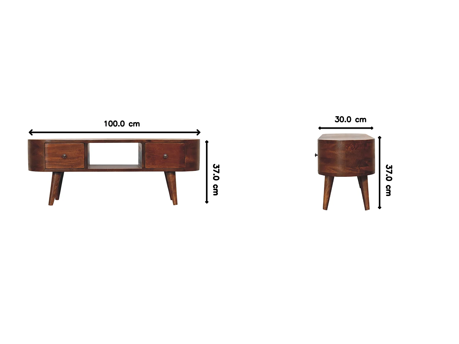 Open Round Media Unit in Chestnut