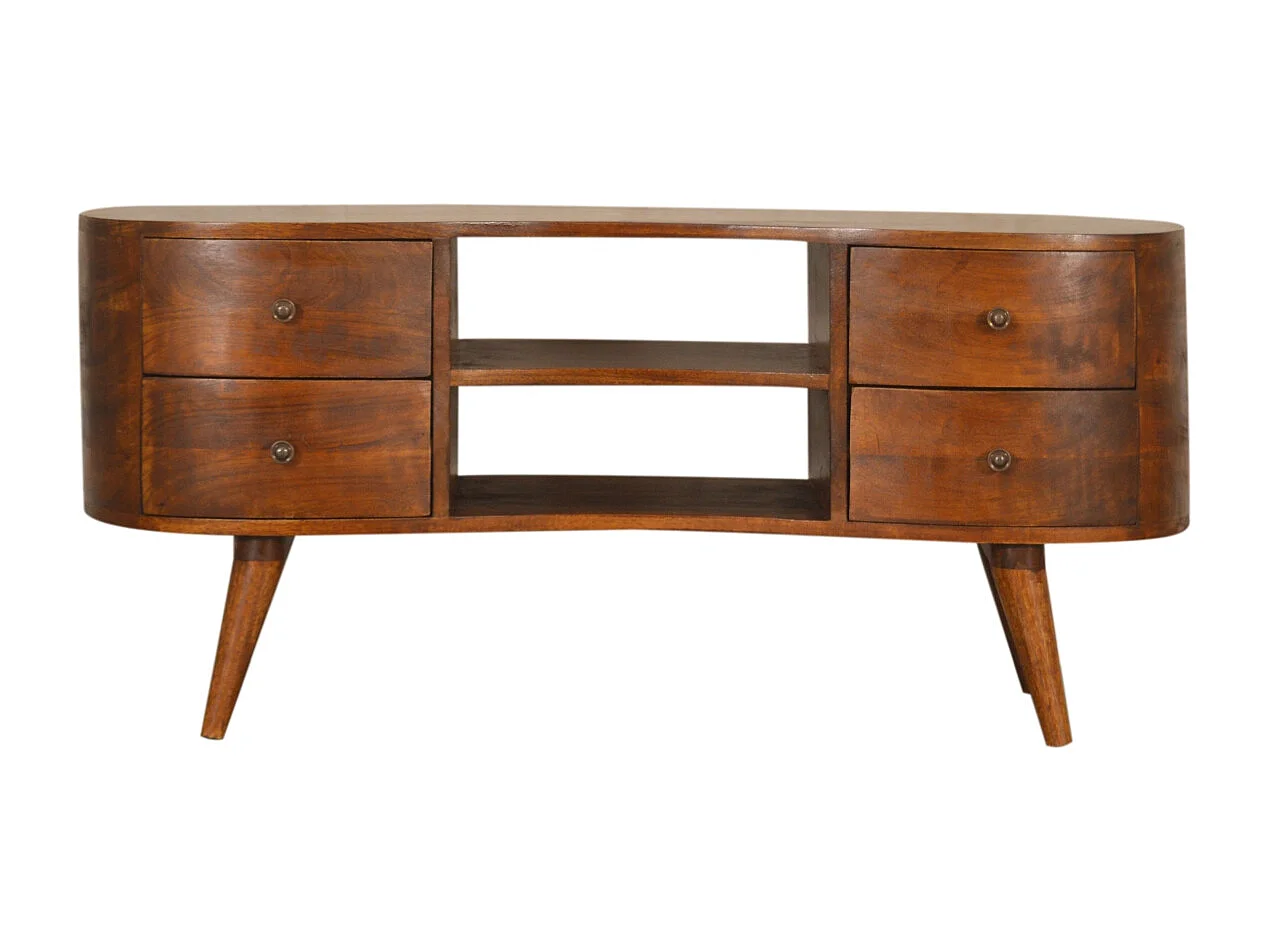 Artisan Furniture Massief Houten Kastanje Entertainment Eenheid met 4 Laden, Woonkamer